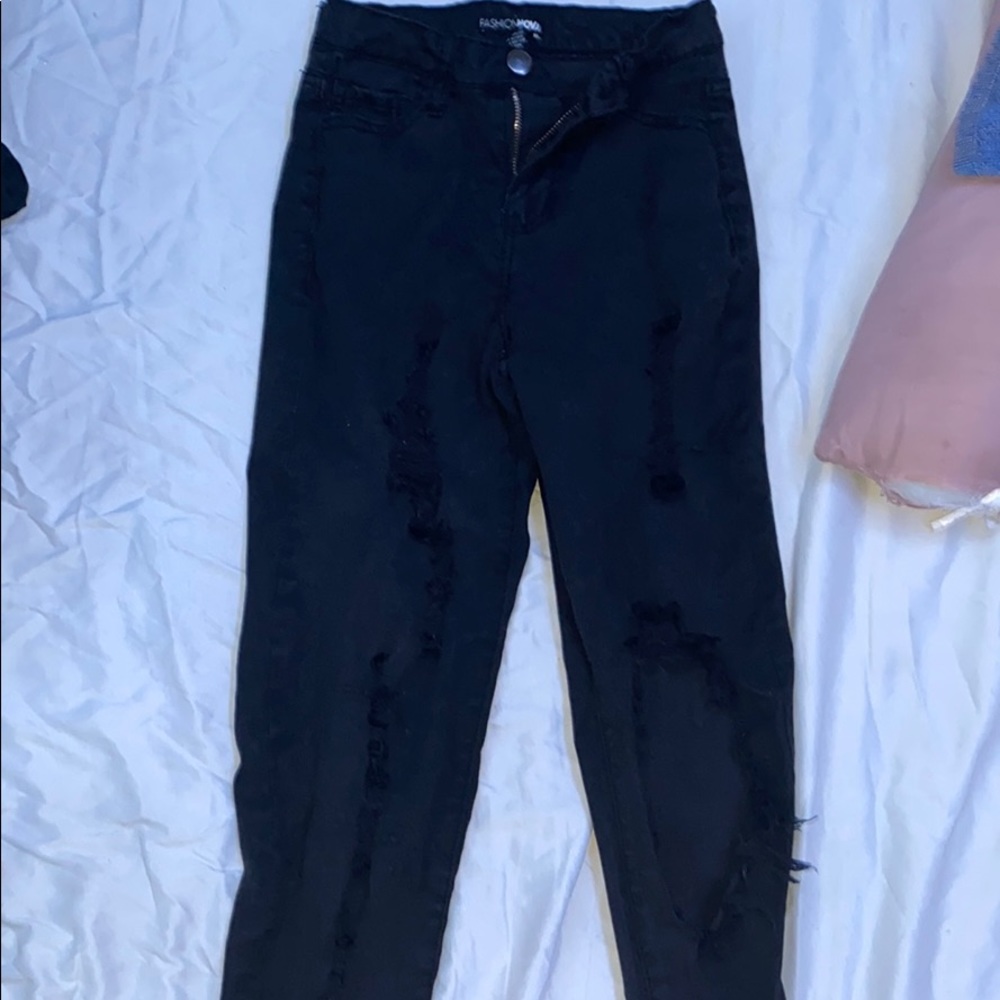 Ripped black fashion nova jeans